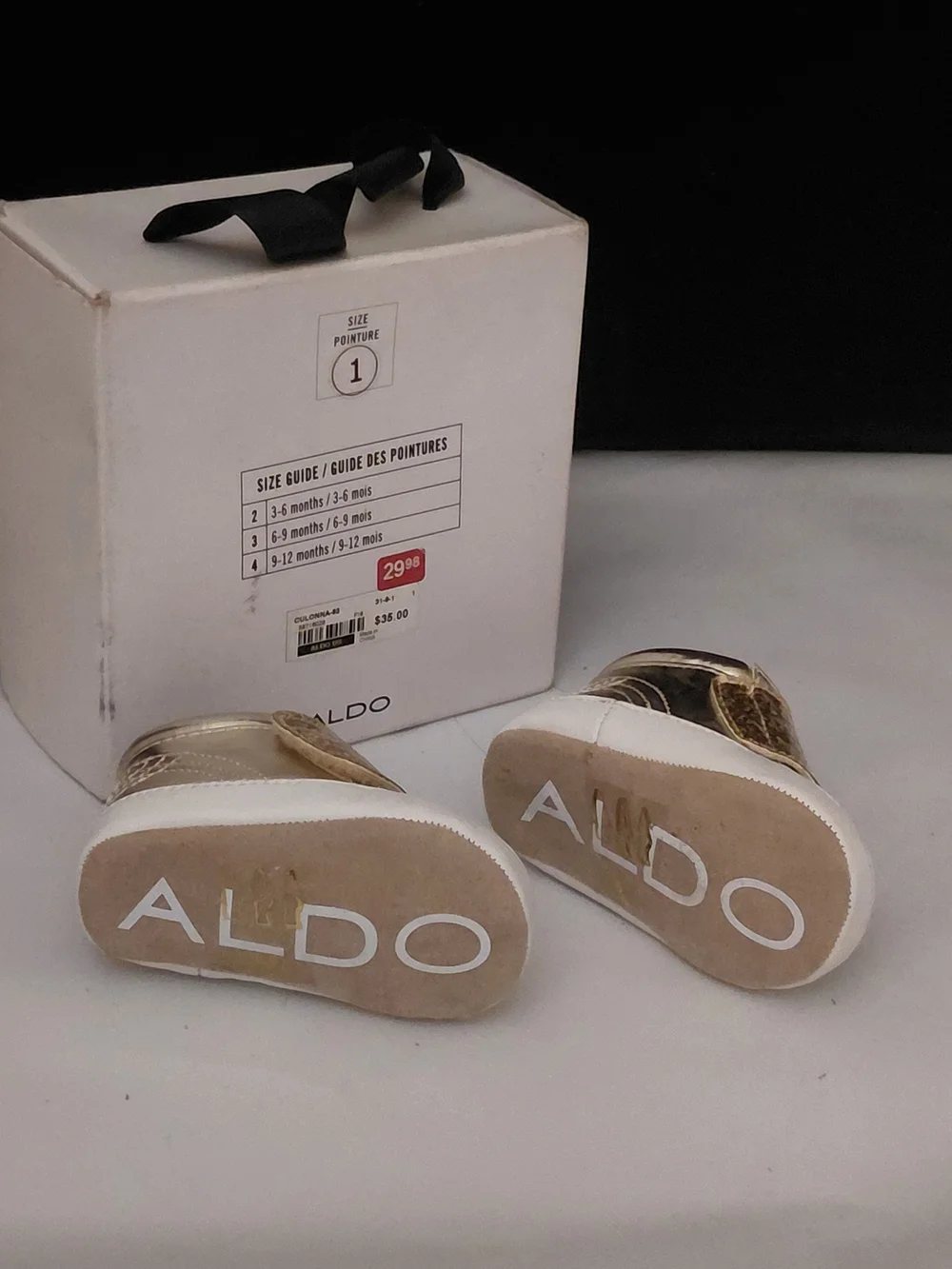 New SIZE 1 ALDO Kids Metallic Gold Sequin Strap Shoes